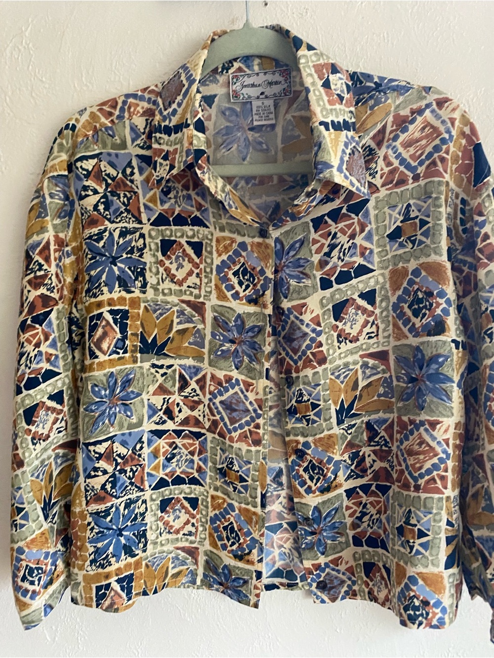 Vintage jonathan martin Mosaic Floral Blouse